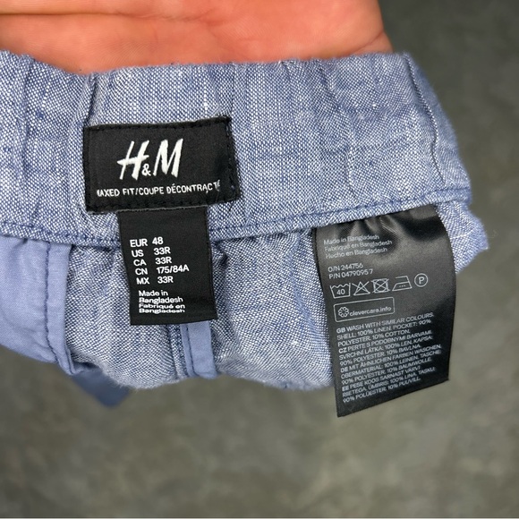 H&M casual button shorts 33” regular fit 8” inseam blue - Picture 3 of 4